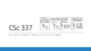 CSc 337 LECTURE 23 MULTITABLE SQL QUERIES JOINS