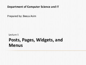 Department of Computer Science and IT Prepared by