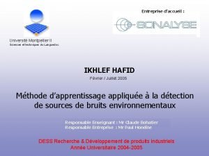 Entreprise daccueil Universit Montpellier II Sciences et techniques