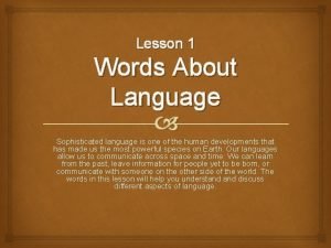 Words about language lesson 1