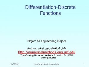 DifferentiationDiscrete Functions Major All Engineering Majors Author http