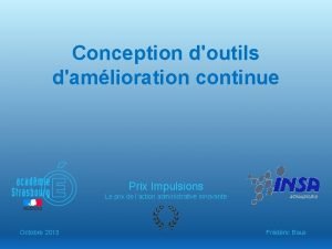 Conception doutils damlioration continue Prix Impulsions Le prix