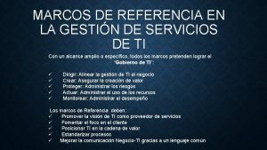 MARCOS DE REFERENCIA EN LA GESTIN DE SERVICIOS