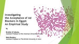 Investigating the Acceptance of Ad Blockers in Egypt