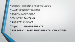 Lupanga practising secondary school