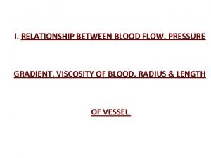 I RELATIONSHIP BETWEEN BLOOD FLOW PRESSURE GRADIENT VISCOSITY