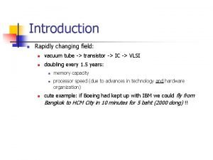 Introduction n Rapidly changing field n vacuum tube