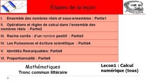 tapes de la leon I Ensemble des nombres