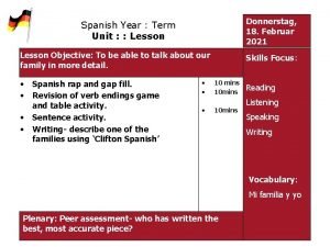 Donnerstag 18 Februar 2021 Spanish Year Term Unit