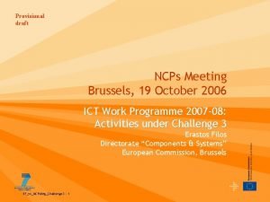 Provisional draft NCPs Meeting Brussels 19 October 2006