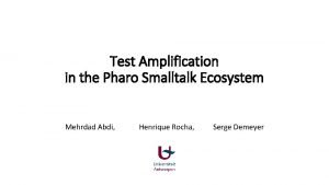 Test Amplification in the Pharo Smalltalk Ecosystem Mehrdad