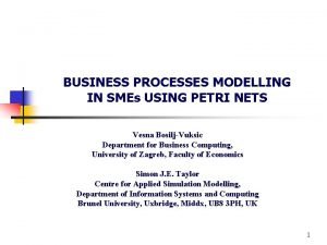 BUSINESS PROCESSES MODELLING IN SMEs USING PETRI NETS