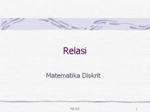 Relasi Matematika Diskrit RELASI 1 RELASI 2 RELASI