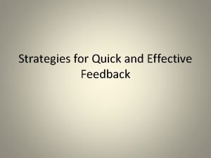 Types of effective feedback