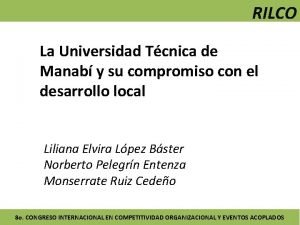 RILCO La Universidad Tcnica de Manab y su