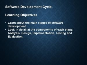 Life cycle learning objectives