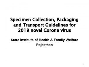 Specimen Collection Packaging and Transport Guidelines for 2019