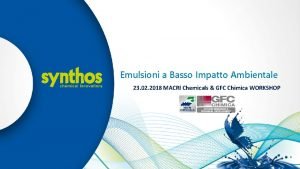 Emulsioni a Basso Impatto Ambientale Kliknij aby edytowa