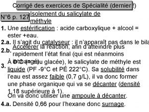 Corrig des exercices de Spcialit dernier Isolement du