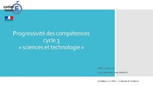 Compétences technologie cycle 3