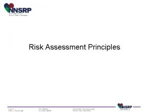 Risk Assessment Principles Issue 2 Author J Scarborough