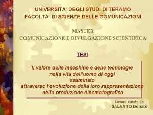 UNIVERSITA DEGLI STUDI DI TERAMO FACOLTA DI SCIENZE