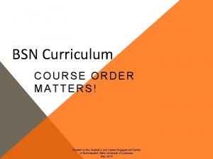 BSN Curriculum COURSE ORDER MATTERS Created by the