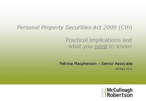 Personal Property Securities Act 2009 Cth Practical implications