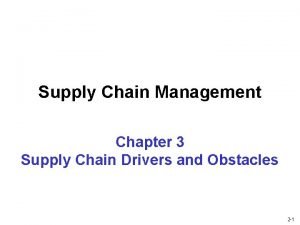 Supply Chain Management Chapter 3 Supply Chain Drivers