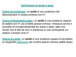 Teoria acido base di arrhenius