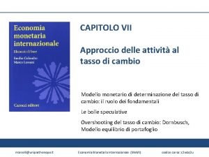 CAPITOLO VII Approccio delle attivit al tasso di