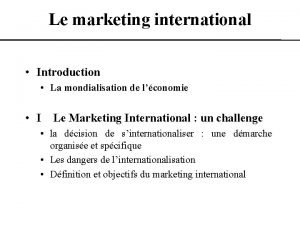 Plan marketing international