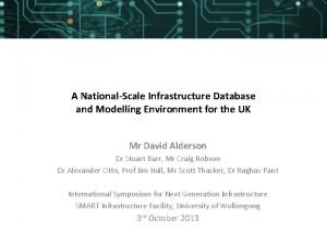 A NationalScale Infrastructure Database and Modelling Environment for