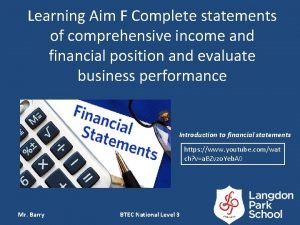 Statement of comprehensive income btec business