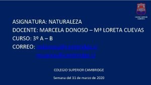 ASIGNATURA NATURALEZA DOCENTE MARCELA DONOSO M LORETA CUEVAS