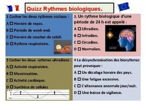 Quizz Rythmes biologiques 1 Cocher les deux rythmes