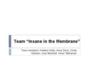 Team Insane in the Membrane Team members Heather
