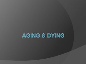 AGING DYING Terminology Aging Normal changes in bodyfunction