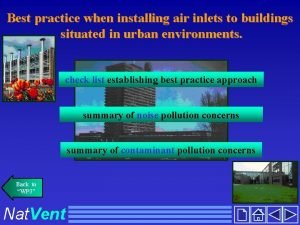 Best practice when installing air inlets to buildings