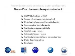 Redondance avec un rseau autoconfigurant Etude dun rseau