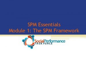 SPM Essentials Module 1 The SPM Framework Photo