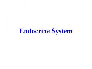 Endocrine System Today Endocrine System Pituitary gland Master