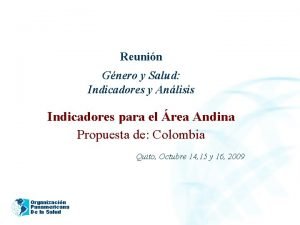 2005 Reunin Gnero y Salud Indicadores y Anlisis