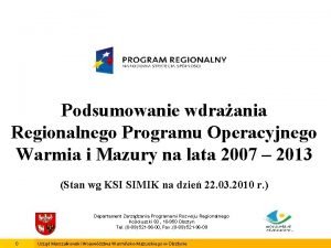 Podsumowanie wdraania Regionalnego Programu Operacyjnego Warmia i Mazury
