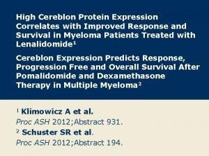 High Cereblon Protein Expression Correlates with Improved Response