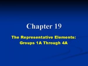 Chapter 19 The Representative Elements Groups 1 A