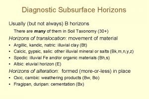 Diagnostic subsurface horizons