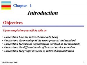 Chapter 1 Introduction Objectives Upon completion you will