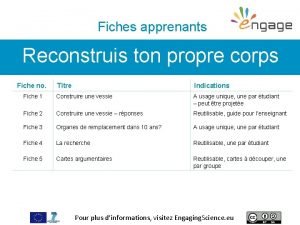 Fiches apprenants Reconstruis ton propre corps Fiche no