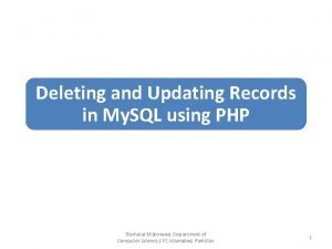 Deleting and Updating Records in My SQL using